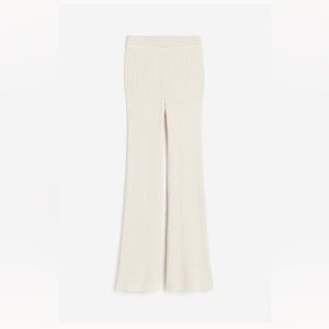 H&M flared rib-knit pants in light beige